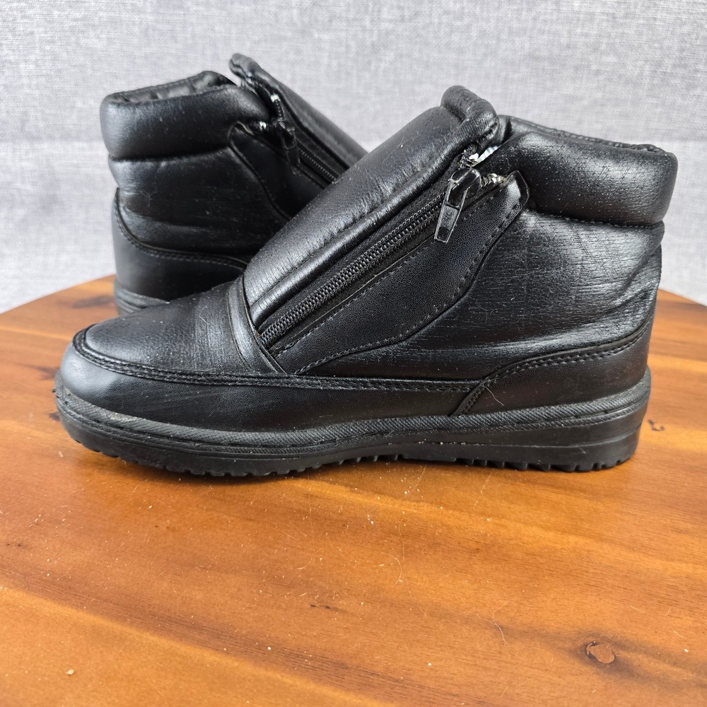 Womens Black PVC Upper Winter Boots Zip Up Ankle Booties Shoes size 8 - Picture 7 of 14